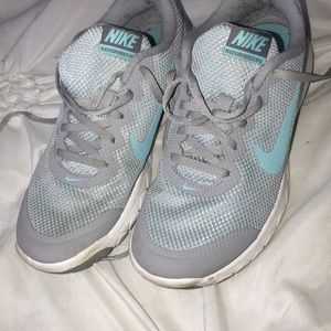 Grey and light blue nike sneakers